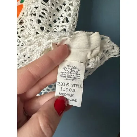 Vintage 80s smart Alec crochet pineapple crop top - Picture 4 of 6